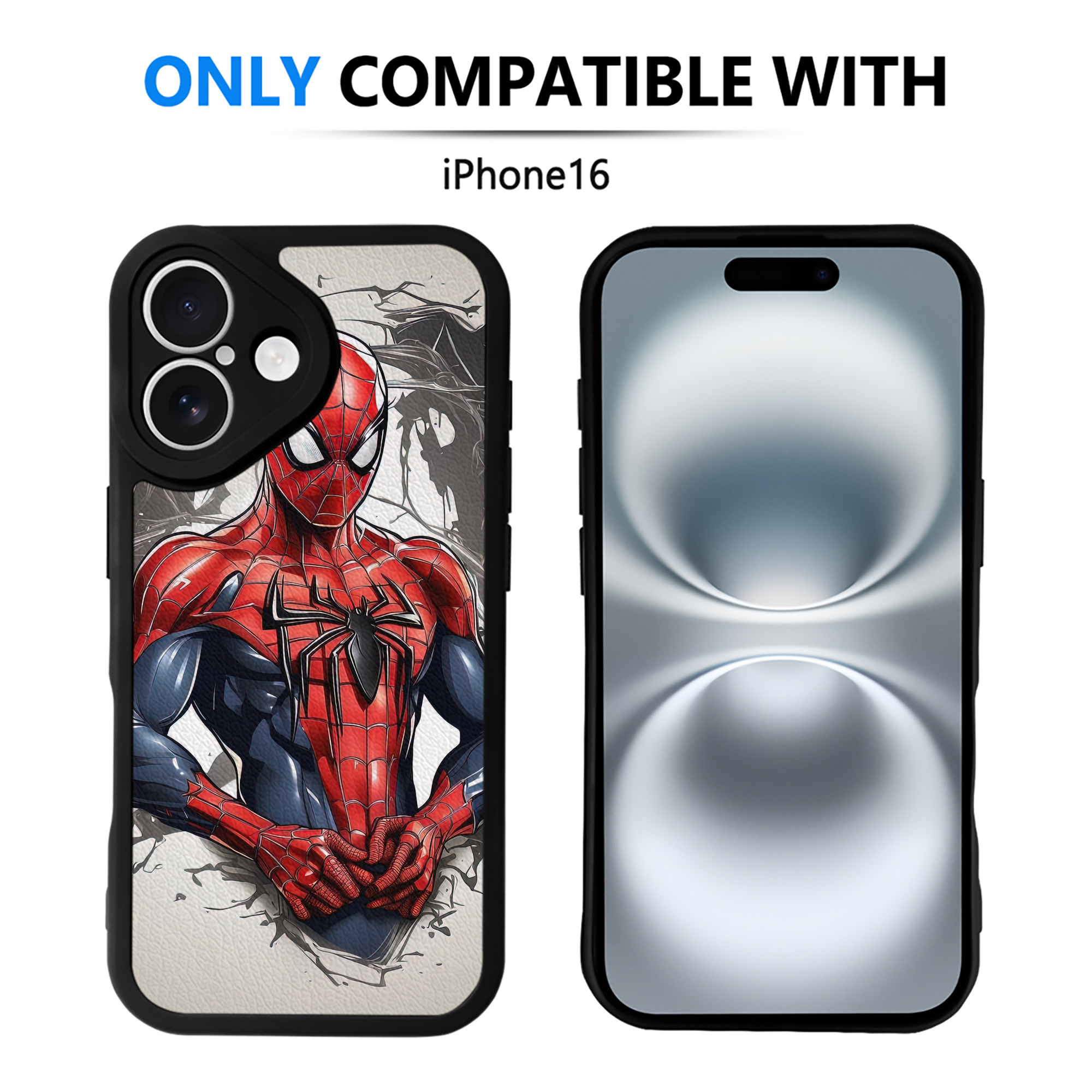 （画像用） Spider Man スパイダーマン 【iPhone 16シリーズ対応】シリコンスマホケース（レザー調） 材質：シリコン
